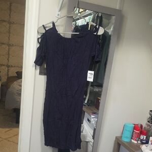 Charlotte Russe Dark Blue Cold Shoulder Midi Dress